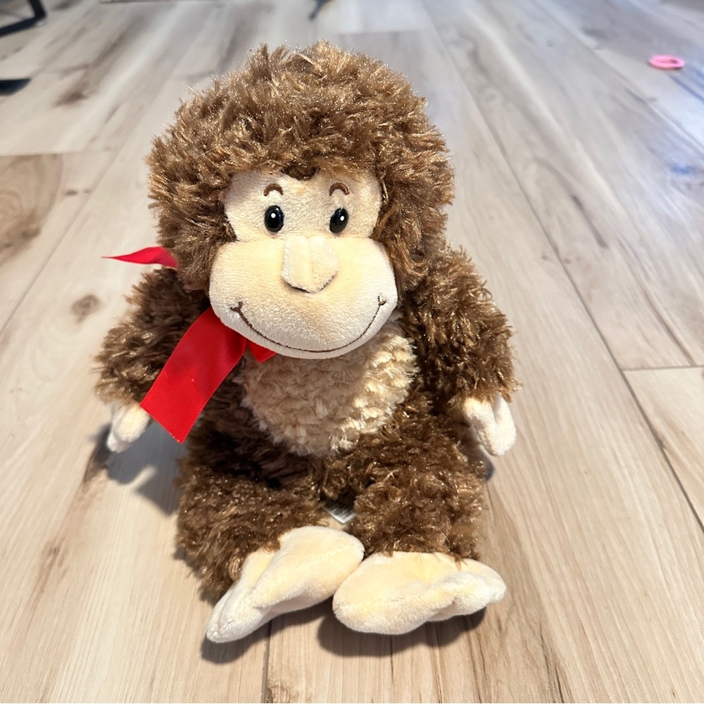 Brown Plush Monkey with Red Bow Punch lookalike